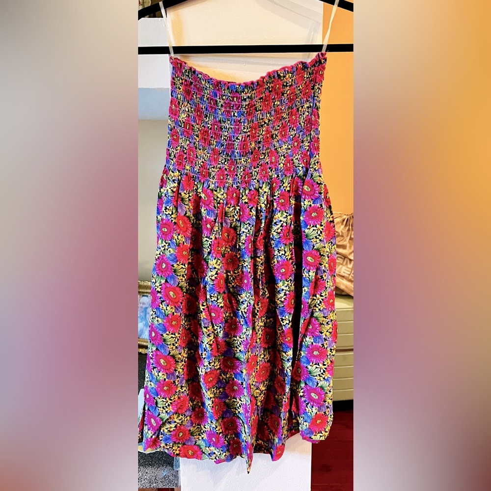 Strapless floral sun dress